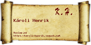 Károli Henrik névjegykártya